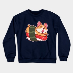 Kawaii Corgi in a Sushi Roll Cute Japanese Food Crewneck Sweatshirt